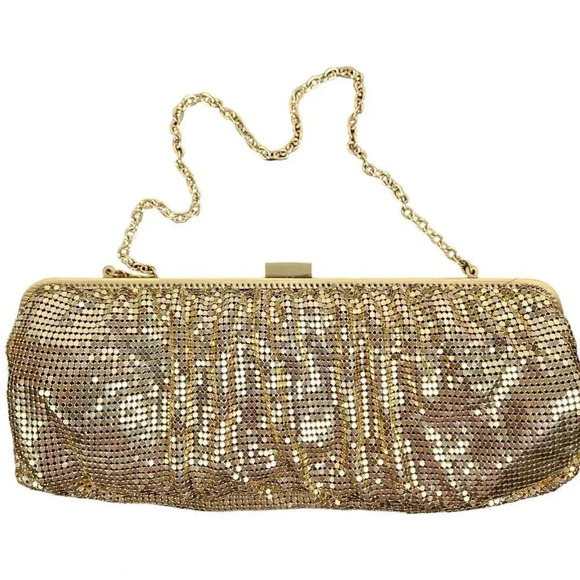 Steve Madden Gold Mesh Clutch Purse Mid Century Vintage Style - Picture 3 of 5